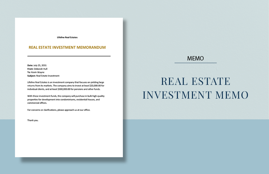 Real Estate Investment Memo Template