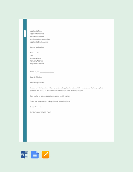 FREE Job Application Follow-Up Letter Template: Download 2538+ Letters ...