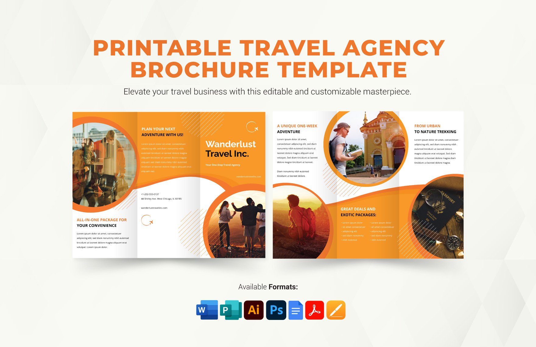 Printable Travel Agency Brochure Template in Word, Google Docs, PDF, Illustrator, PSD, Apple Pages, Publisher