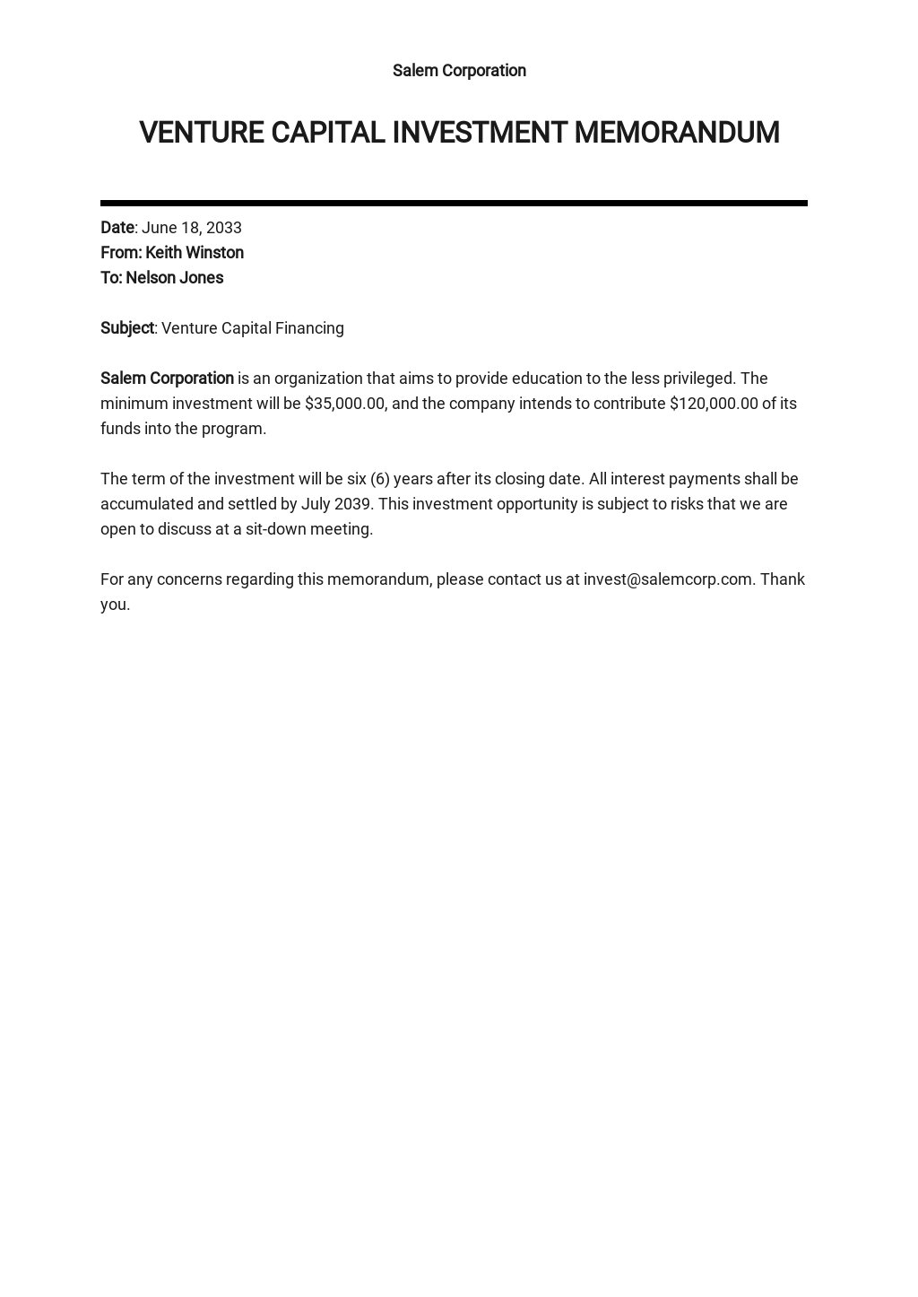 11+ FREE Investment Memo Templates [Edit & Download ...