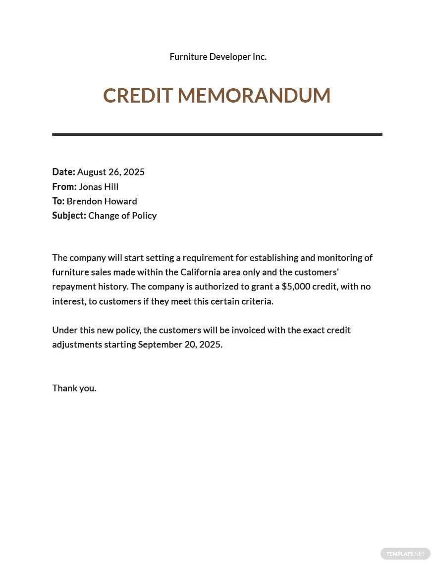 free credit memo template pdf