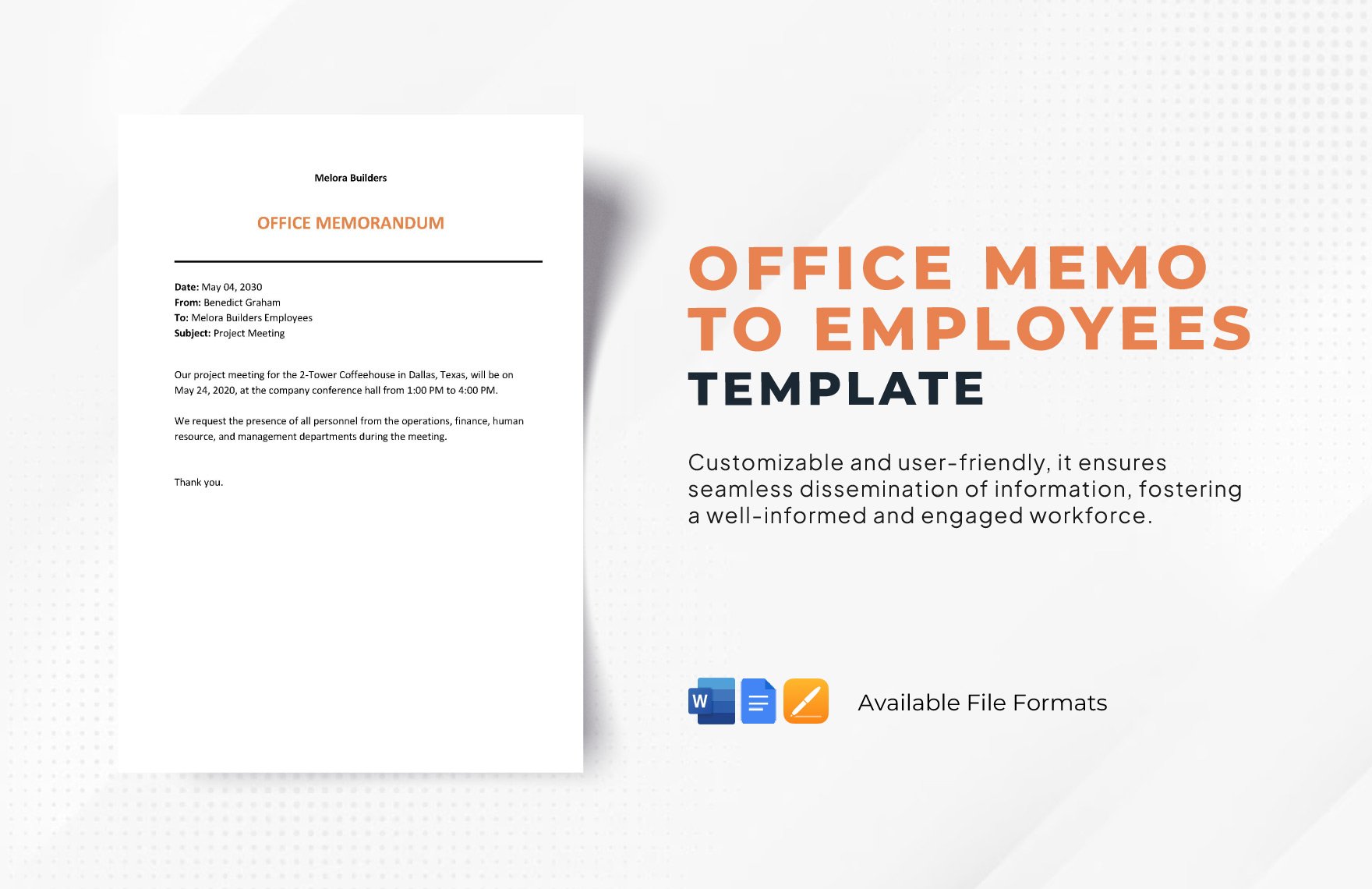 Office Memo to Employees Template