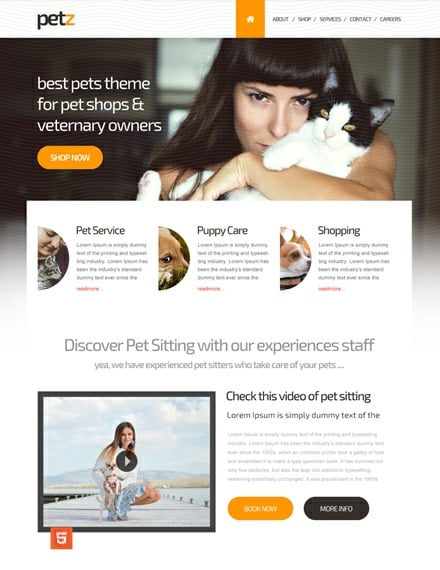 Pet Shop HTMLCSS Website Template
