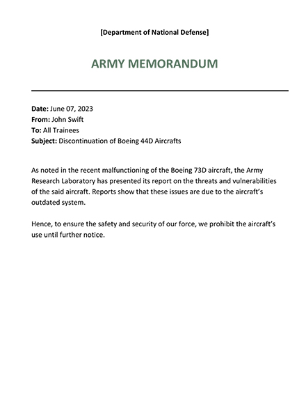 army memo template ms word