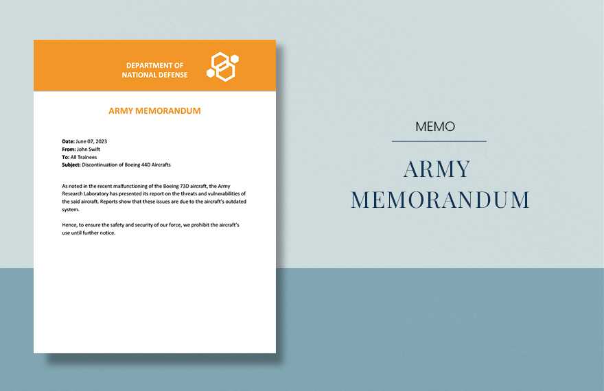 Simple Army Memo Template in Word, Google Docs, Apple Pages
