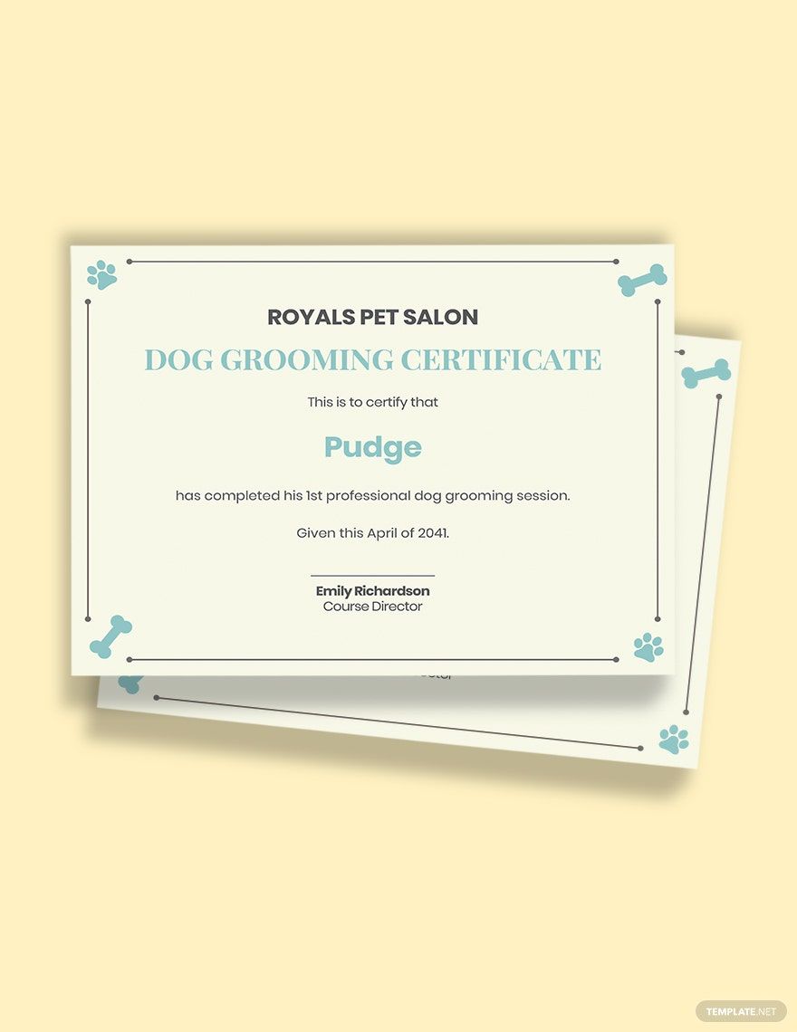 certificate-for-dog-grooming-template