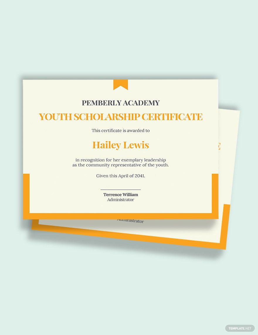 Youth Scholarship Certificate Template