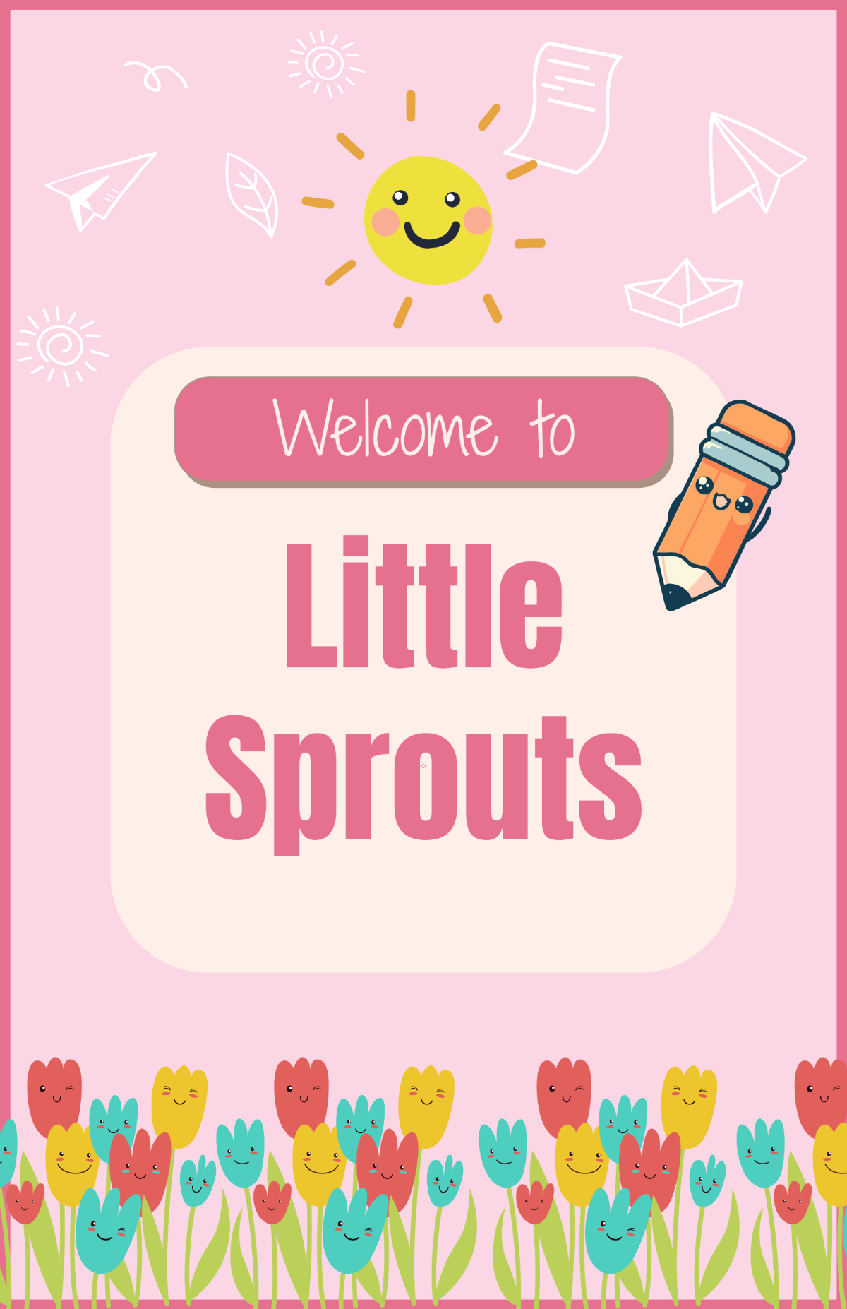Free Pink Daycare Classroom Welcome Poster Template