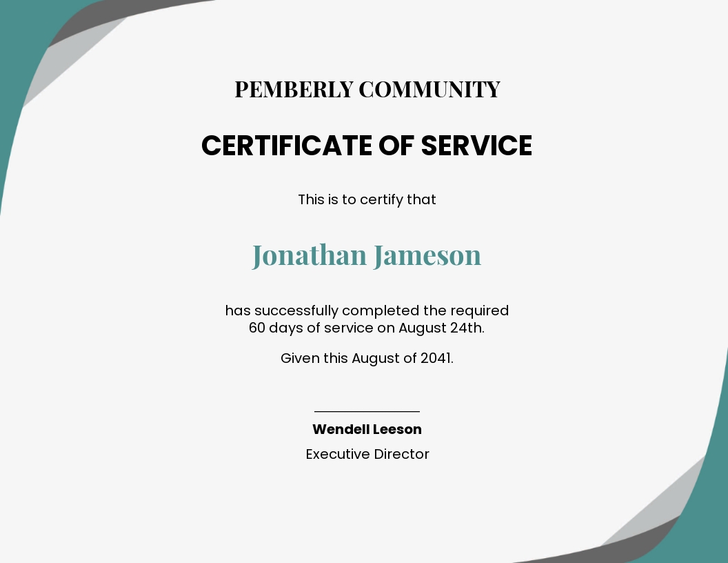 17 Certificate Of Service Templates Sample Templates