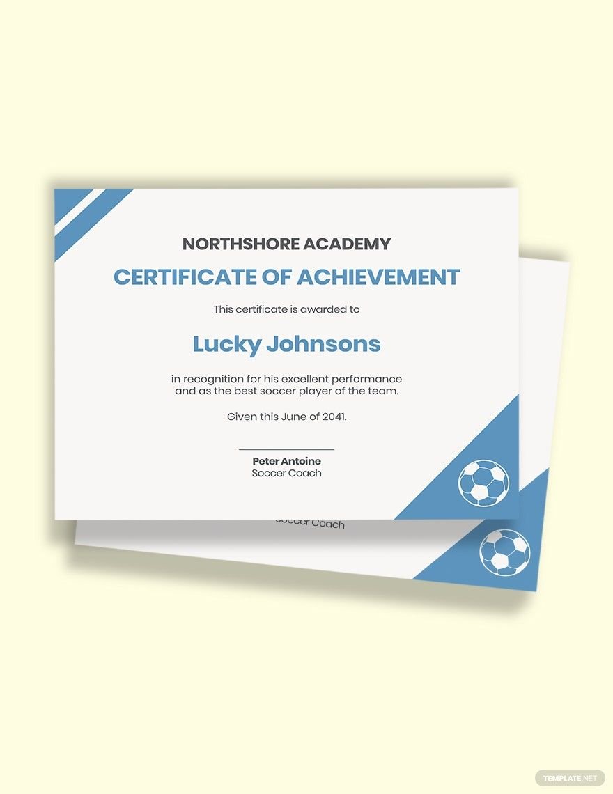 Kids Soccer Certificates Template