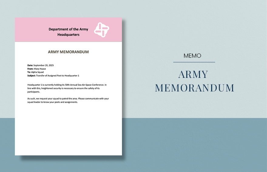 Blank Army Memo Template in Word, Google Docs, Apple Pages