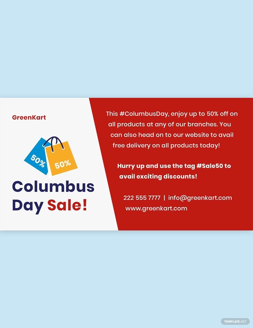 Free Columbus Day Facebook Post Template in PSD