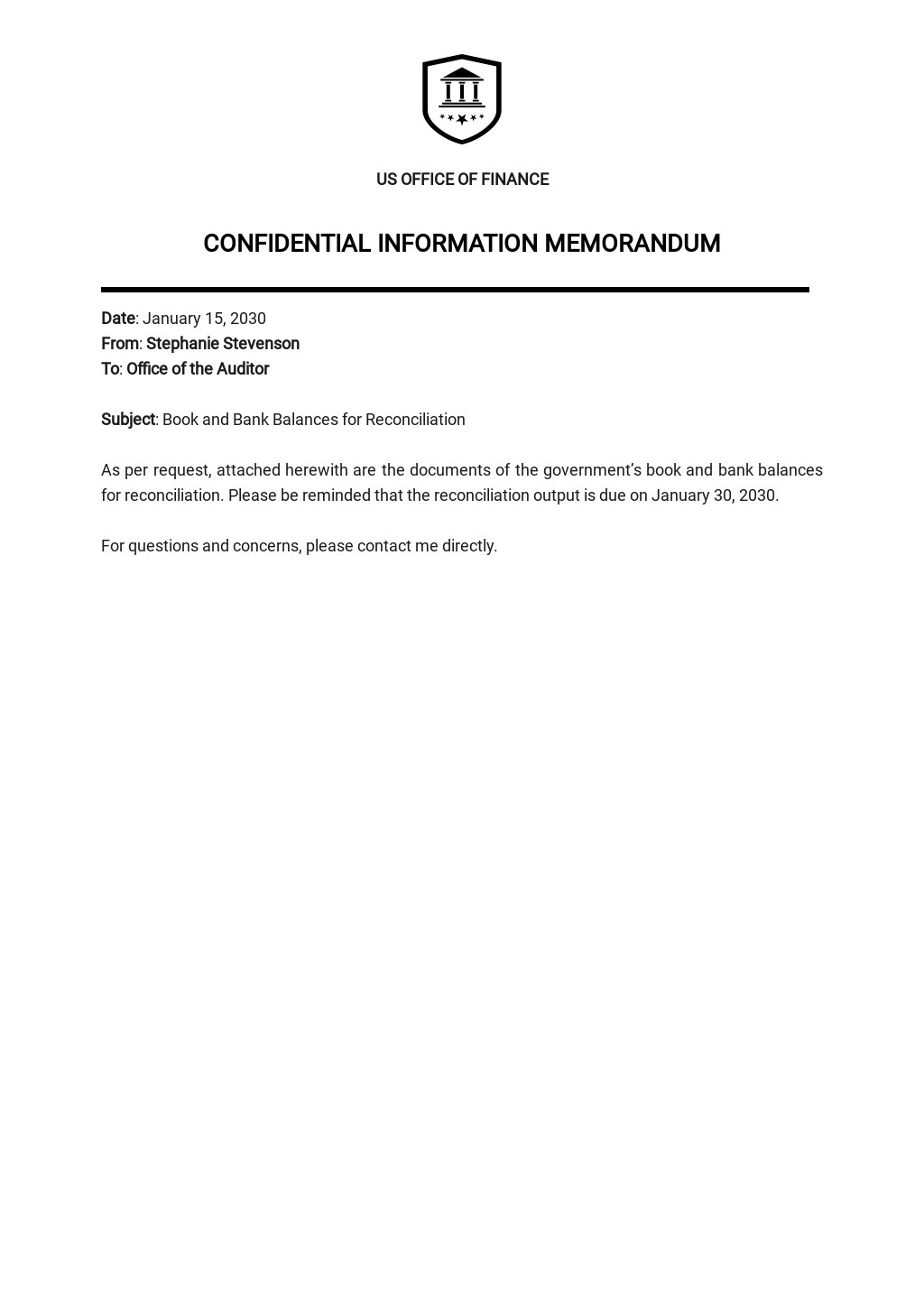 Confidential Government Memo Template Word