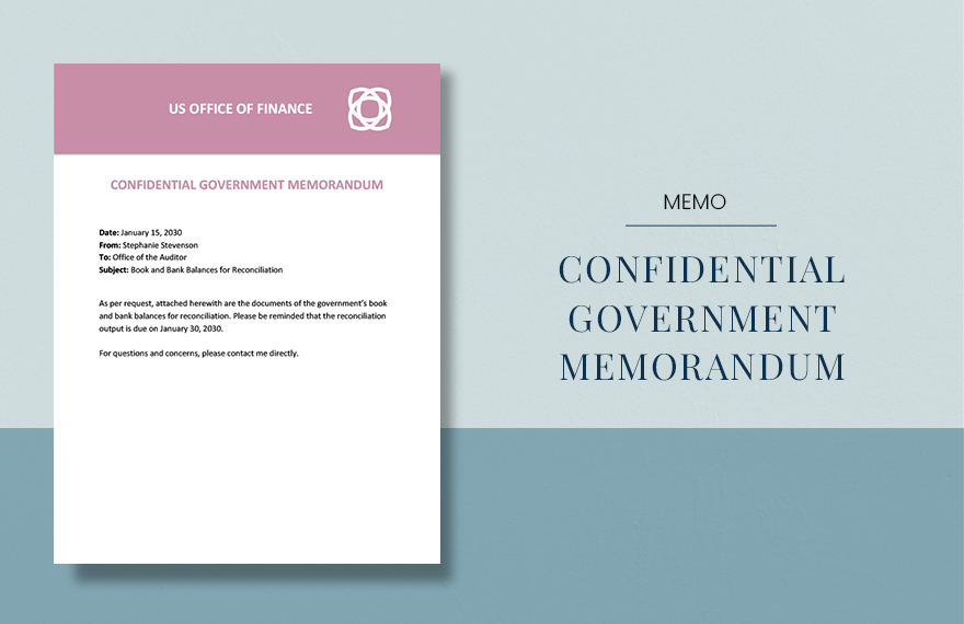 Confidential Government Memo Template in Word, Google Docs, Apple Pages