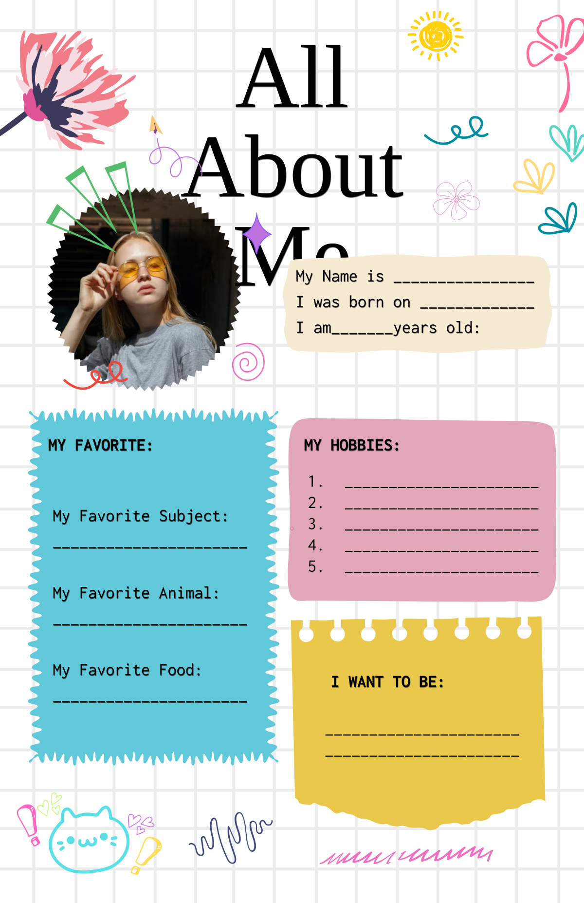 Free Creative All About Me Flower Poster Template