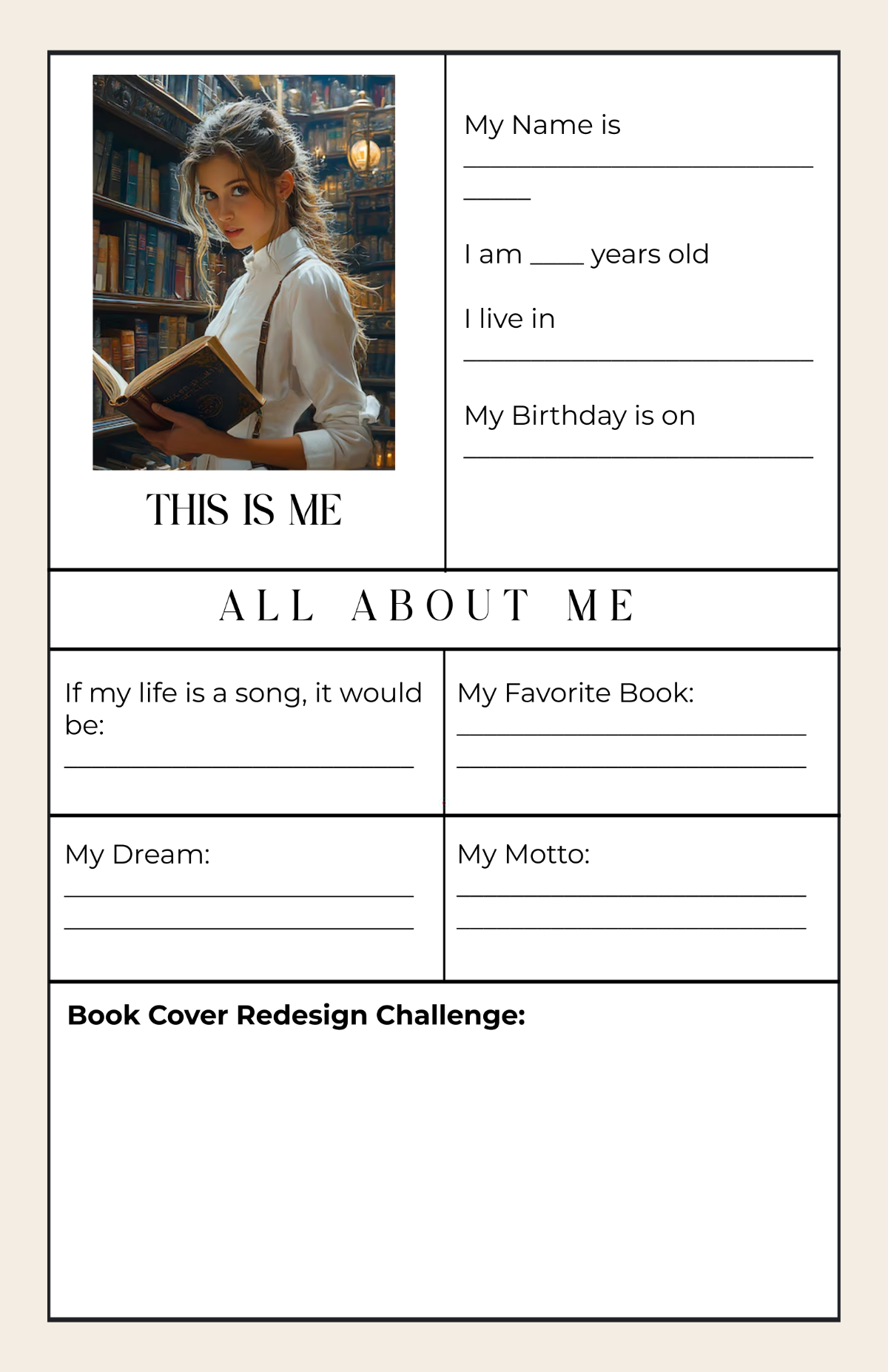 Free Professional All About Me Book Poster Template