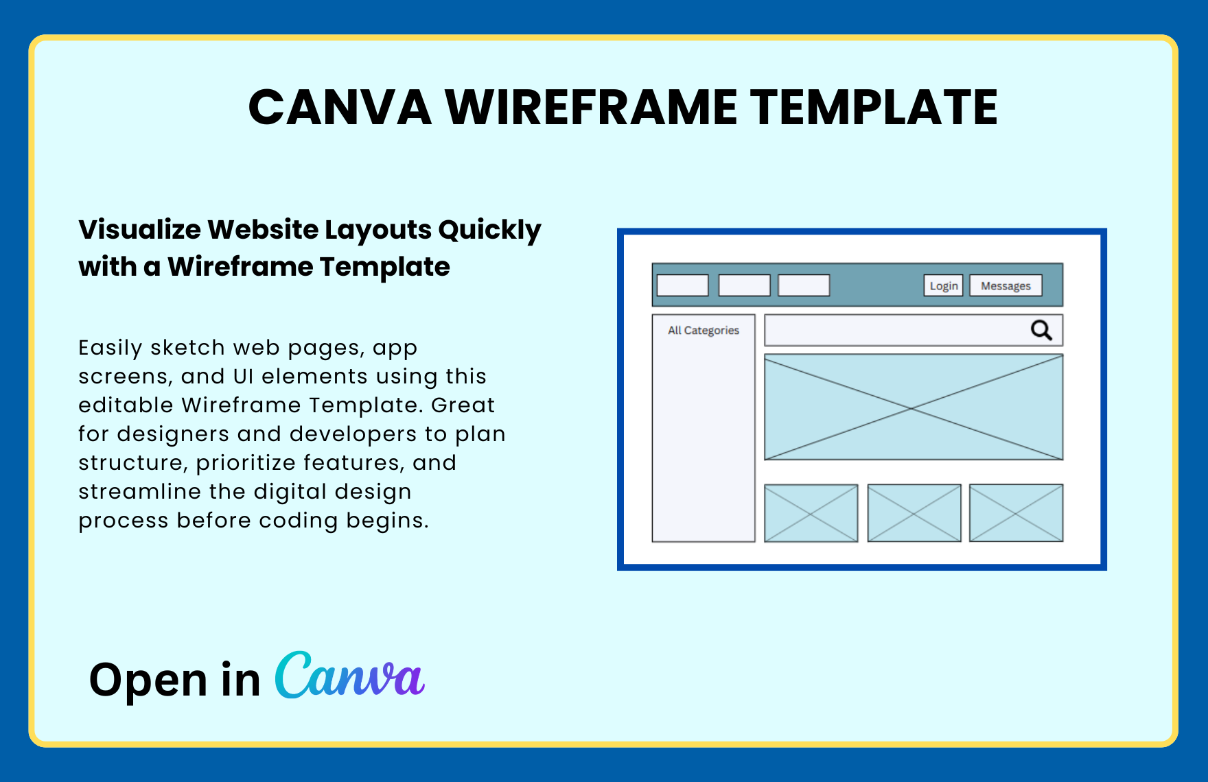 Free Wireframe Template in Canva to Download