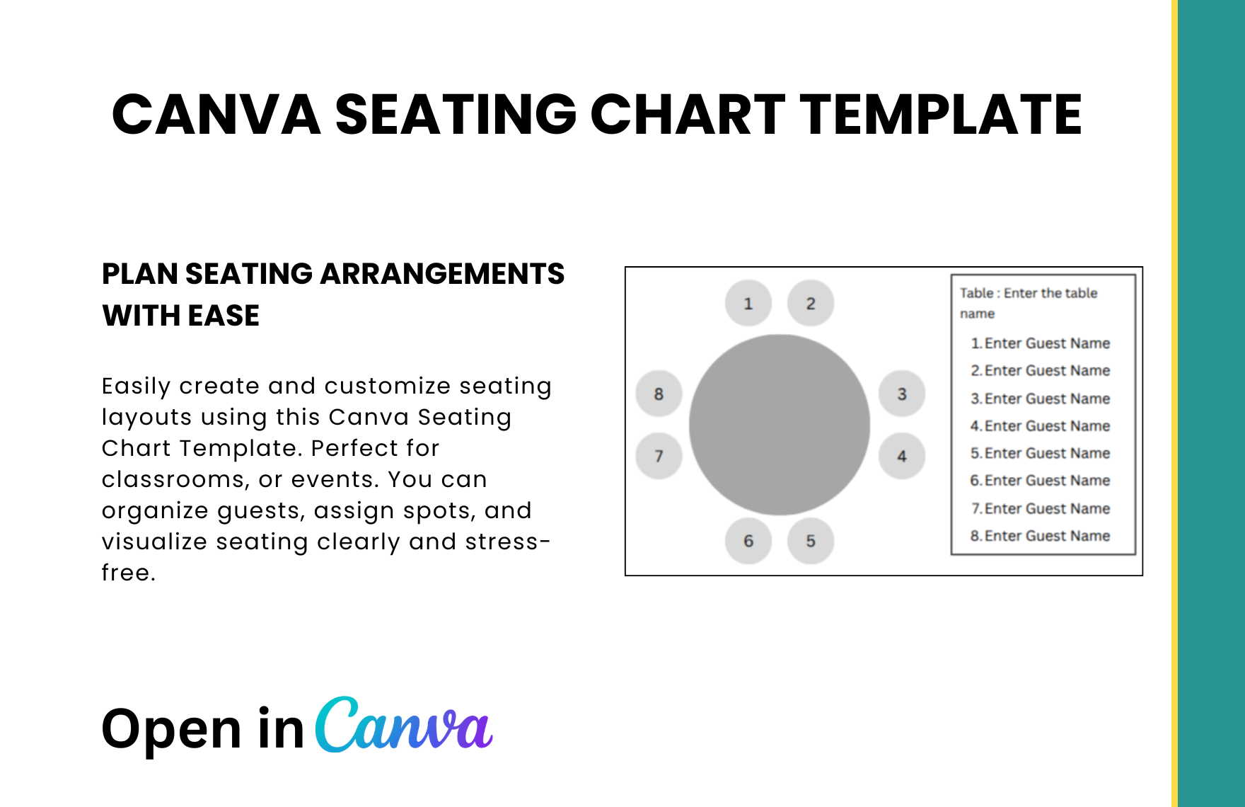 Free Seating Chart Template in Canva