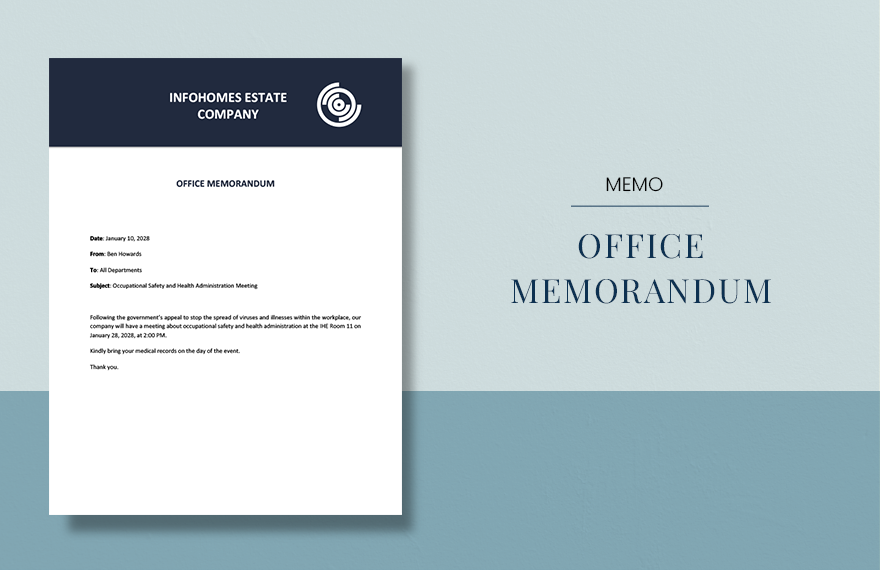 Office Memo Sample Template