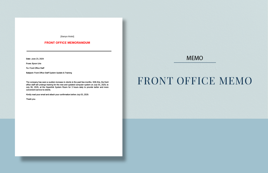 Front Office Memo Template