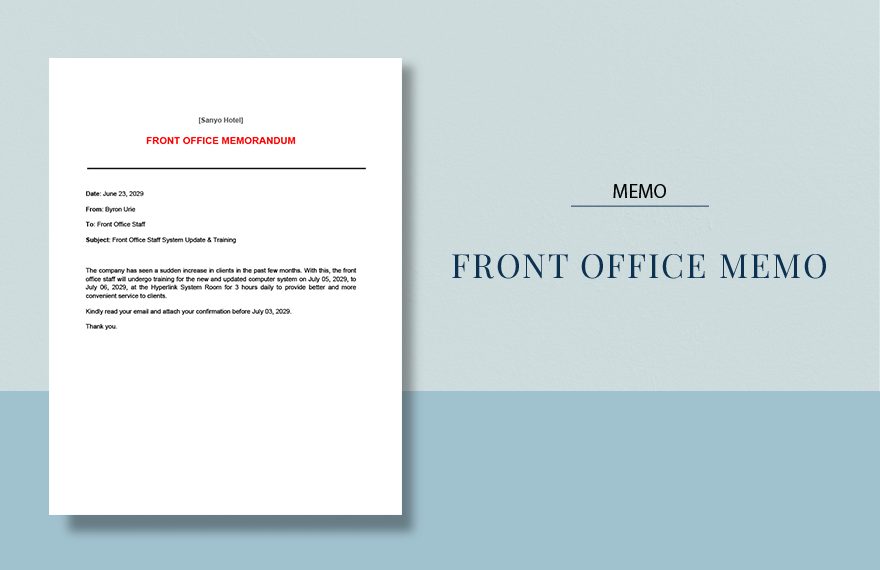 Front Office Memo Template in Word, Pages, Google Docs - Download | Template.net