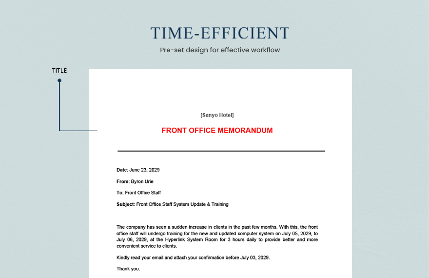 Front Office Memo Template
