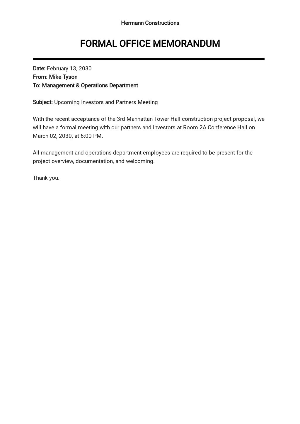 Memo Format For Students