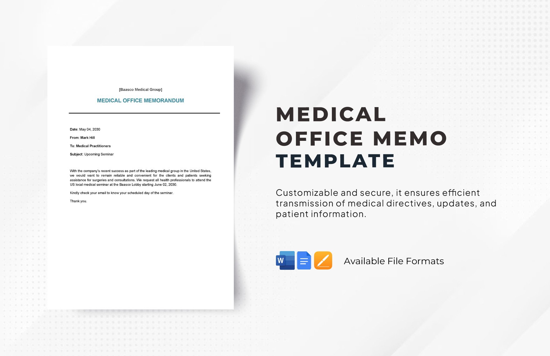 Medical Office Memo Template in Word, Google Docs, Apple Pages