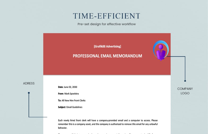 Professional Email Memo Template