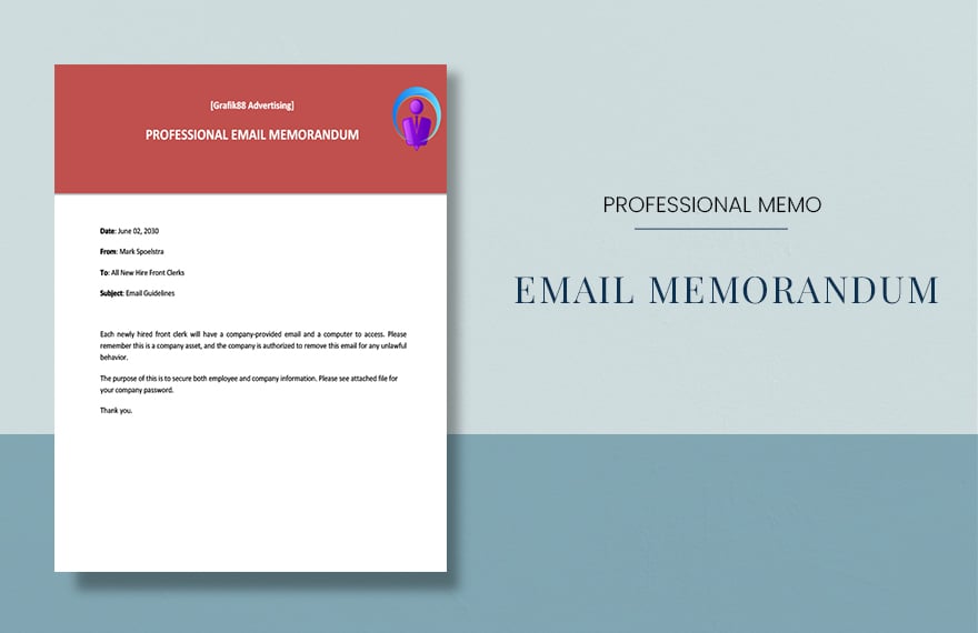Professional Email Memo Template in Word, Google Docs, PDF, Apple Pages