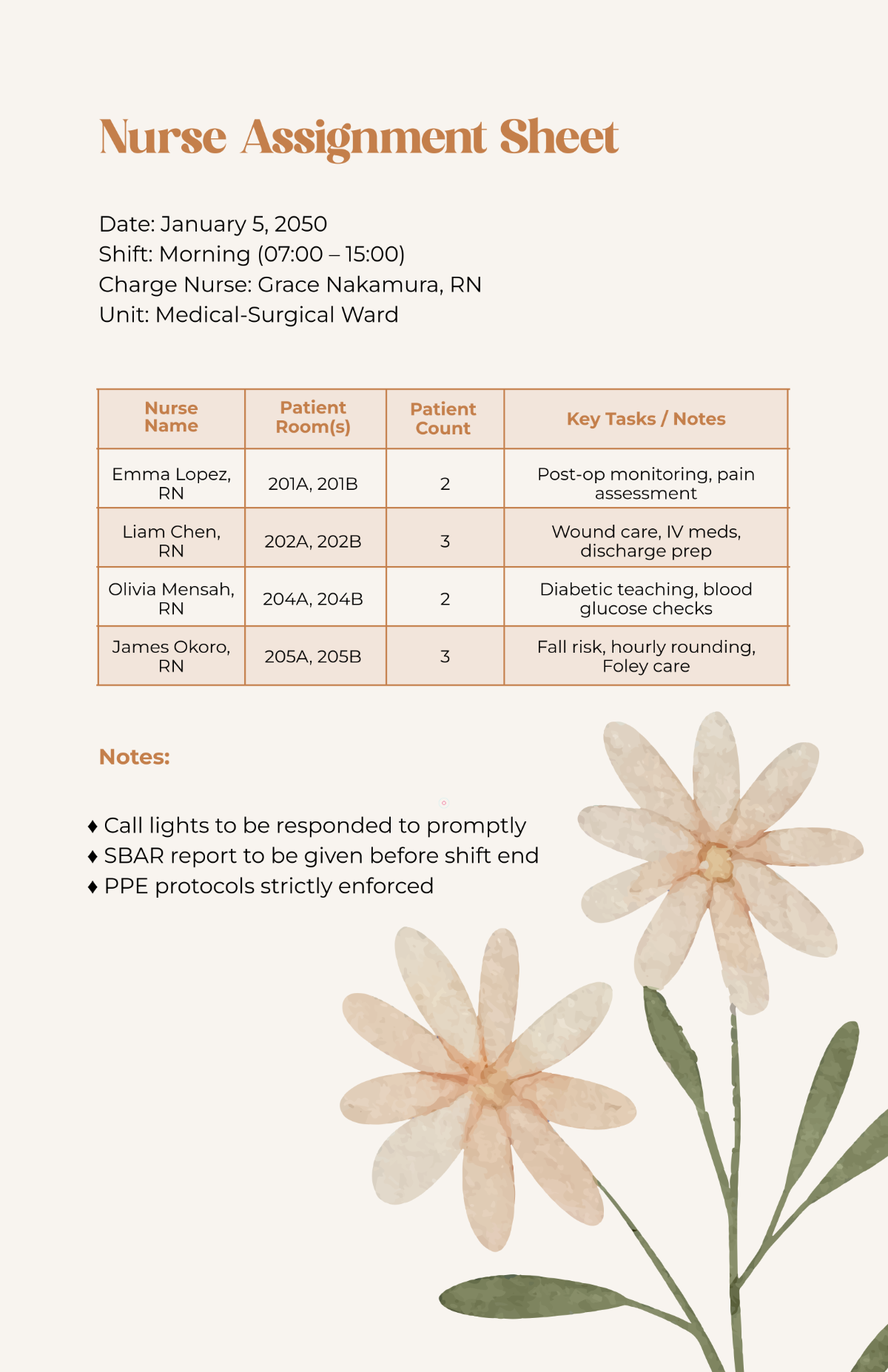 Free Aesthetic Nurse Assignment Template