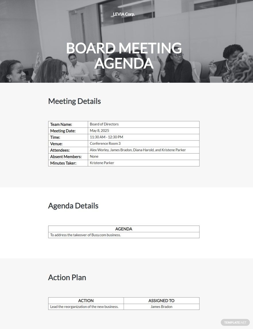 Board Meeting Agenda Template