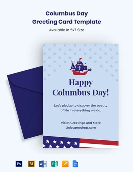 Columbus Day Greeting Card Template