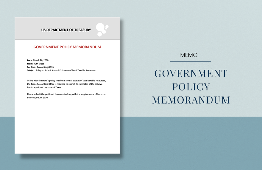 Government Policy Memo Template in Word, Google Docs, Apple Pages