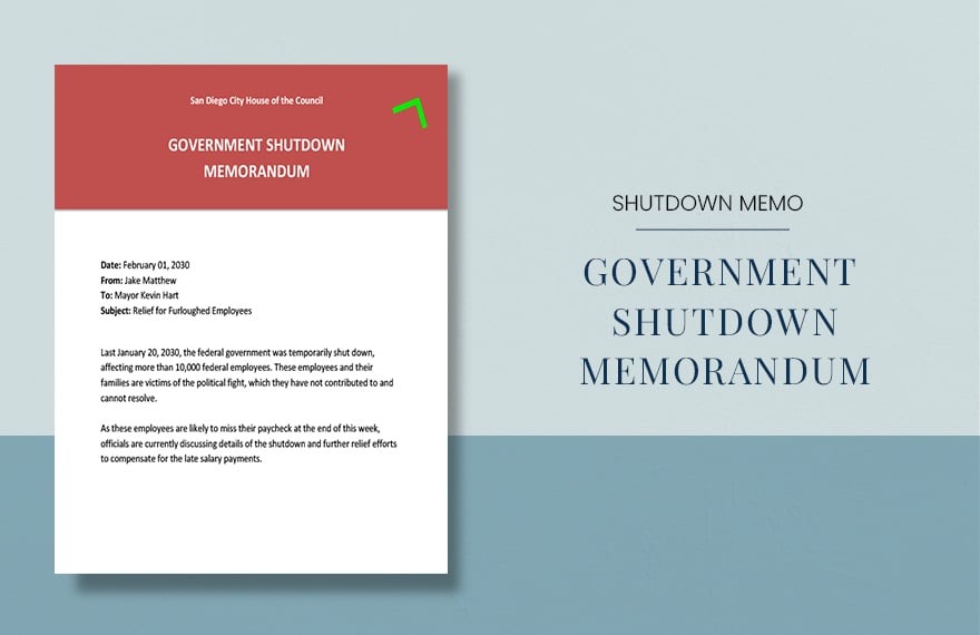 Government Shutdown Memo Template in Word, Google Docs, PDF, Apple Pages