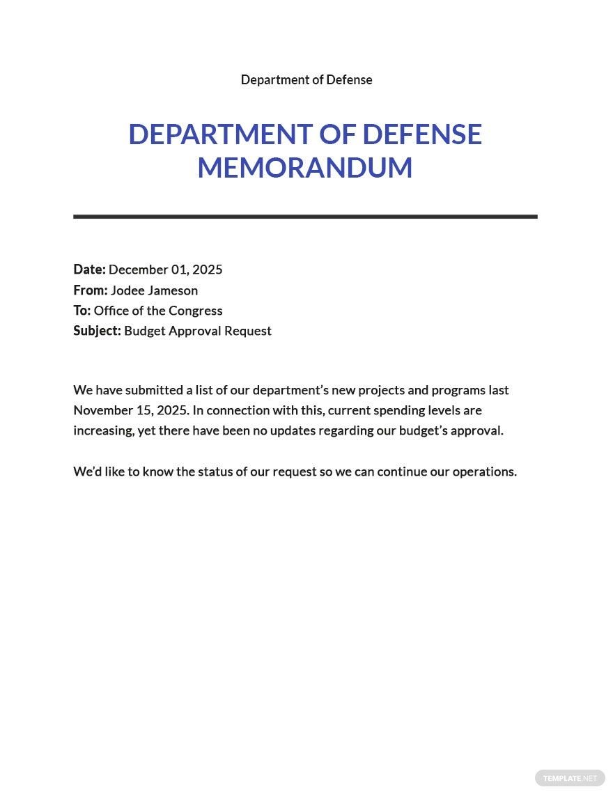 Department Of Defense Memorandum Template