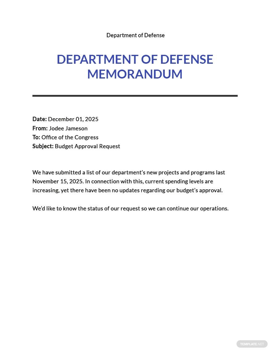 Department Of Defense Memo Template Word Template