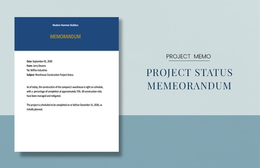 Project Status Memo Template in Word, Google Docs, PDF, Apple Pages
