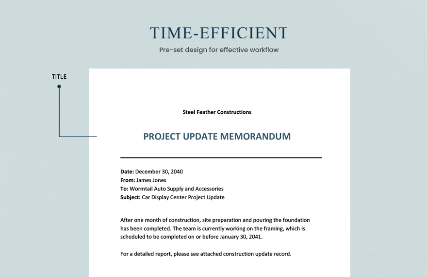 Project Update Memo Template