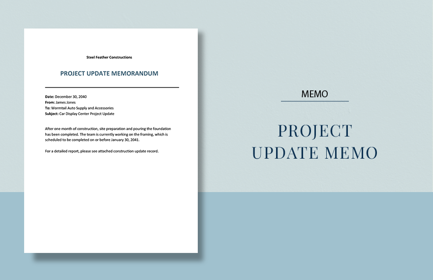 Project Update Memo Template in Word, Google Docs, Apple Pages
