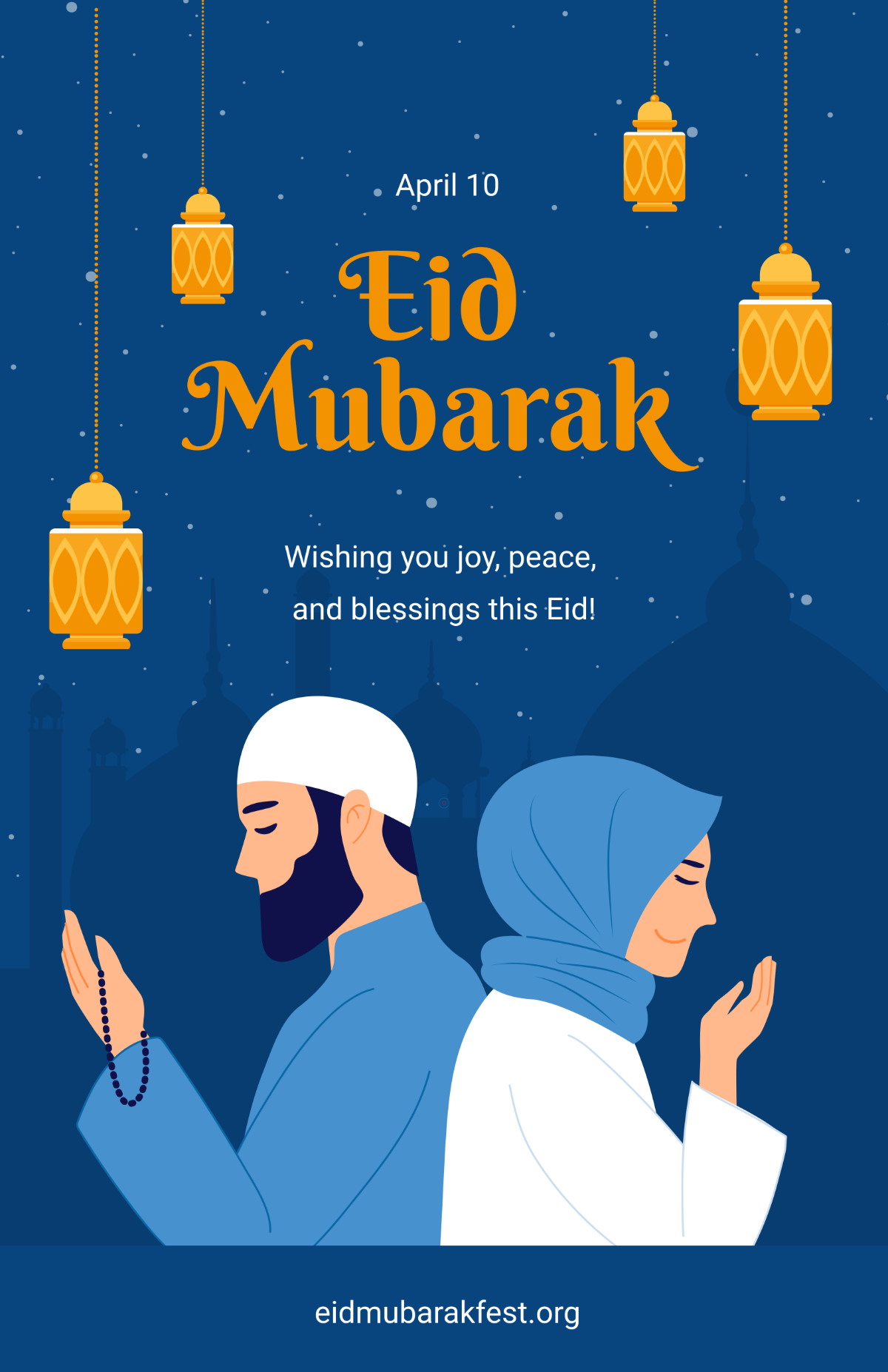 Free Eid Mubarak Celebration Poster Template to Edit Online