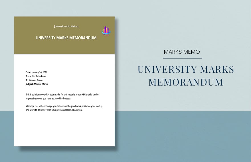 University Marks Memo Template in Word, Google Docs, PDF, Apple Pages