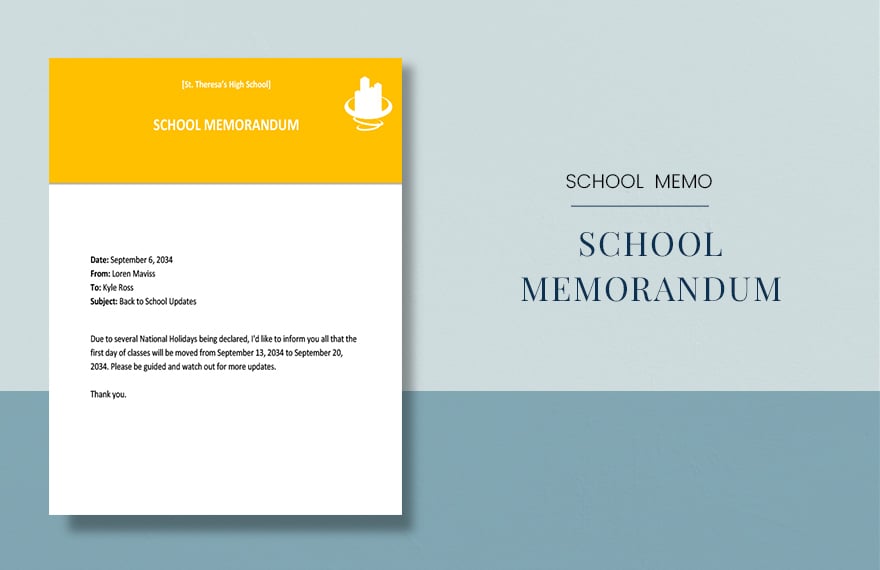 Back to School Memo Template in Word, Google Docs, PDF, Apple Pages