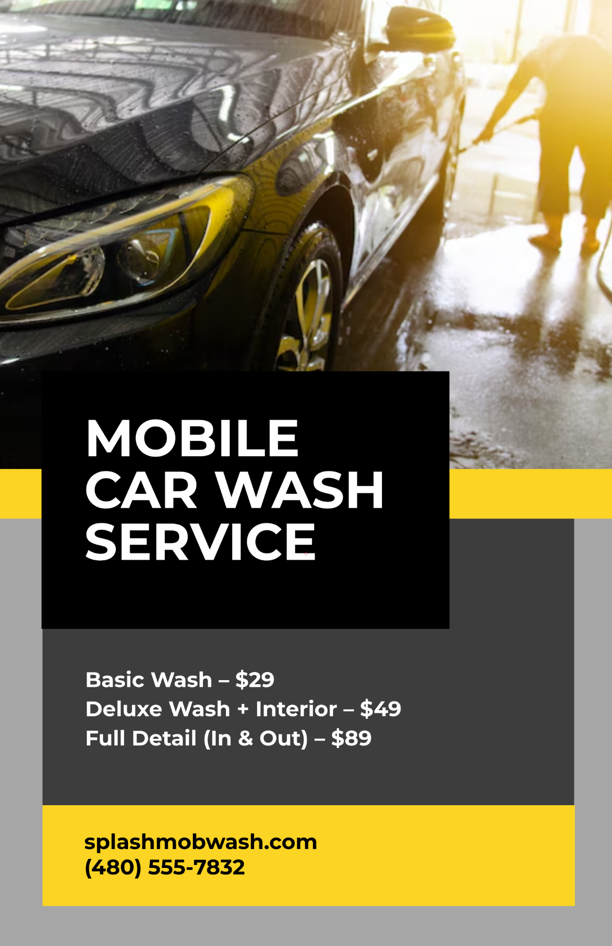 Free Mobile Car Wash Poster Template