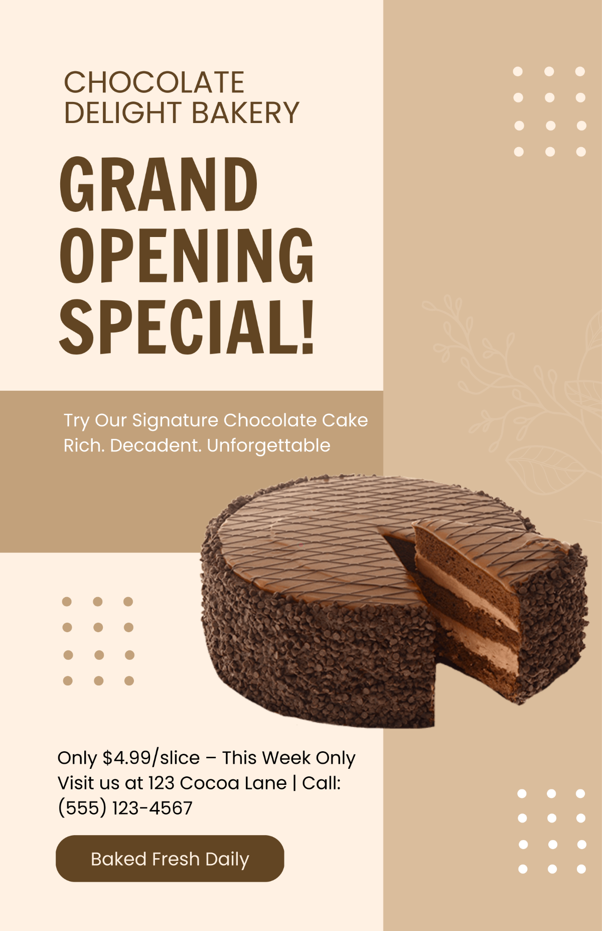 Free Chocolate Cake Poster Template