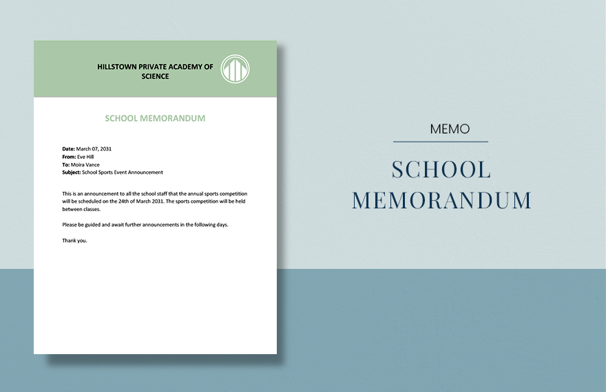 Private School Memo Template in Word, Google Docs, Apple Pages
