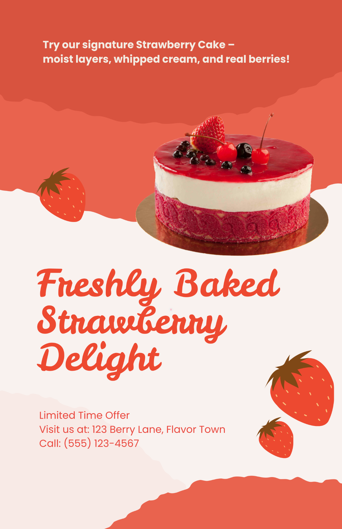 Free Strawberry Cake Poster Template