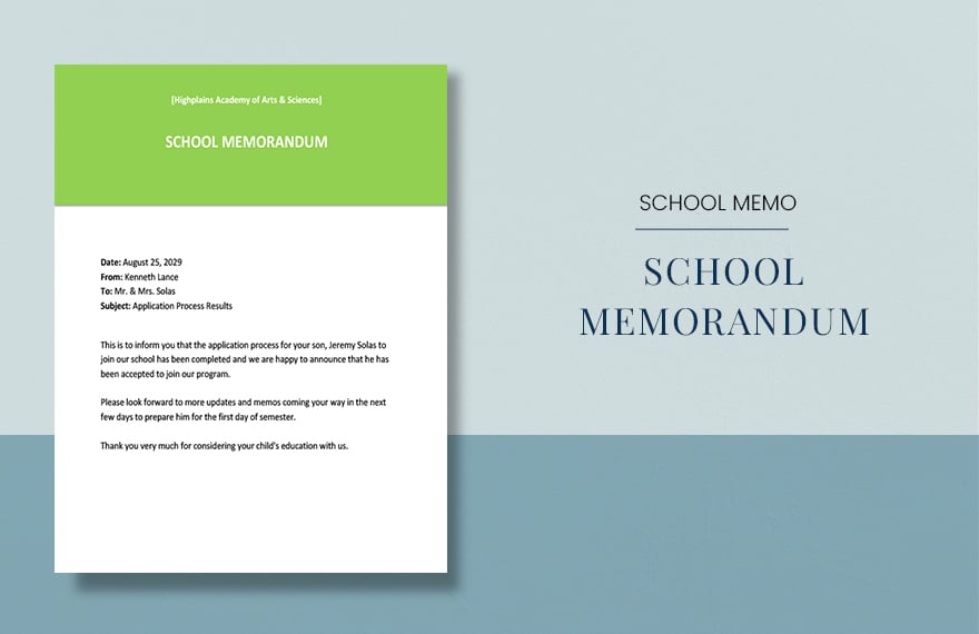 School Memo to Parents Template in Word, Google Docs, PDF, Apple Pages