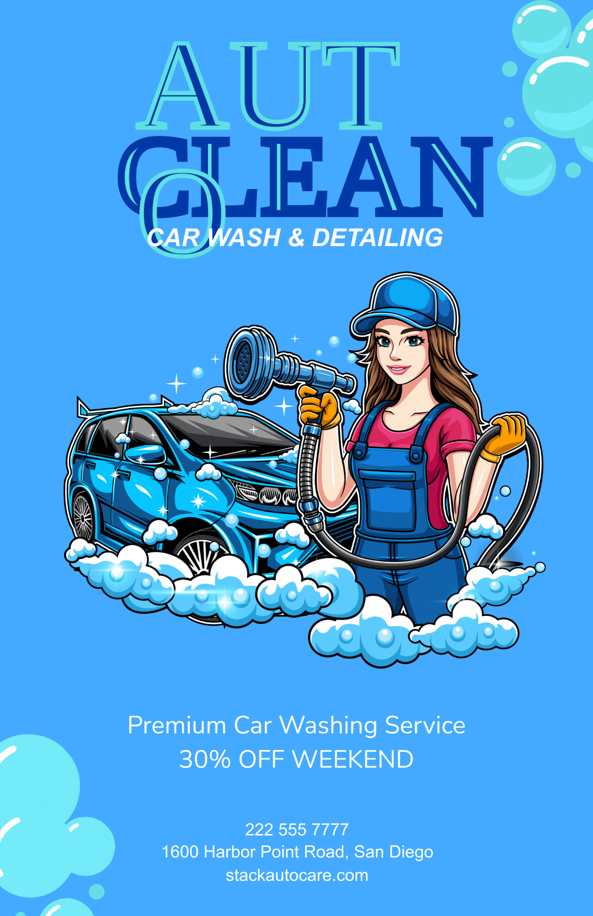 Free Colorful Car Wash Poster Template