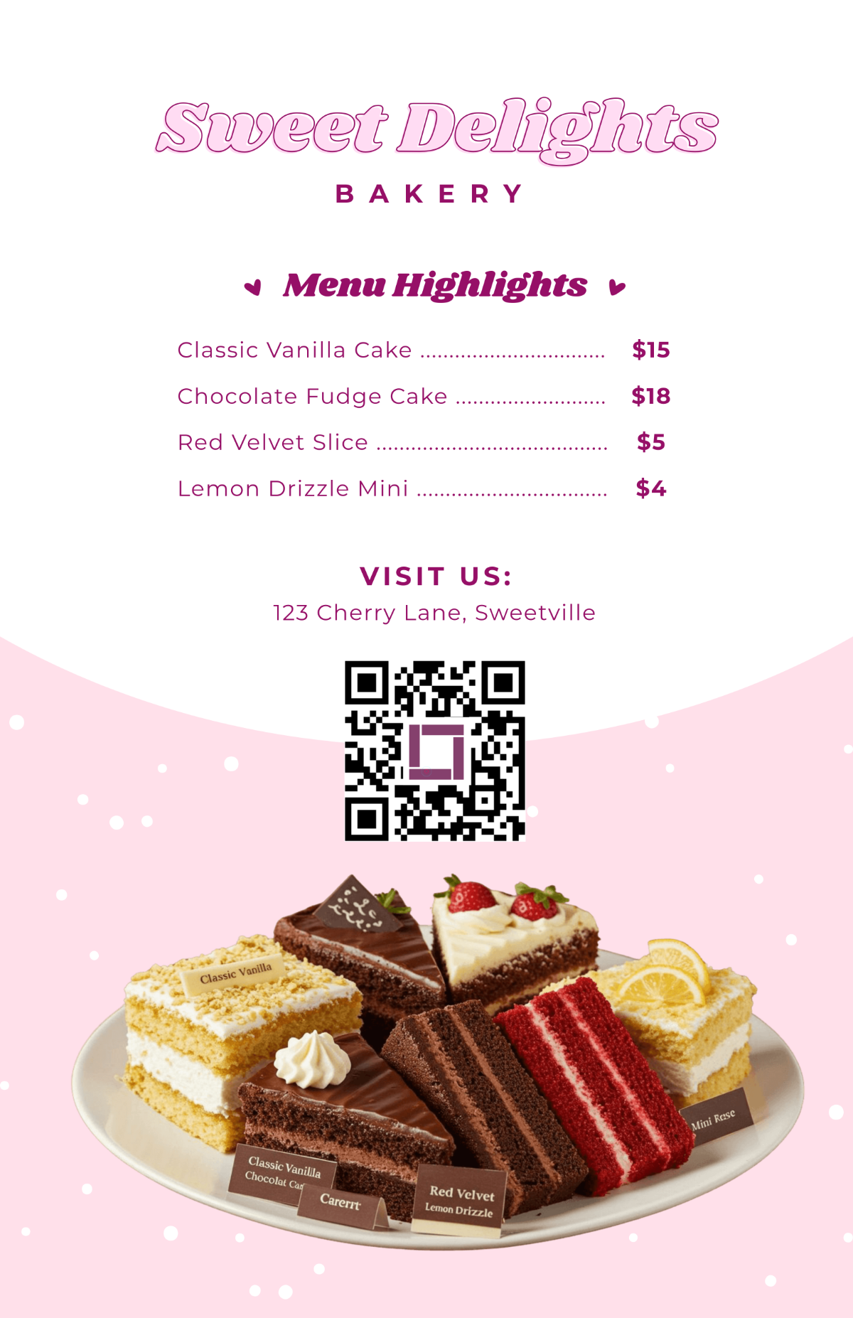 Free Simple Cake Menu Poster Template